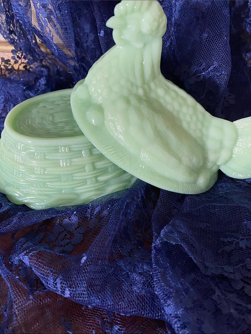Jadeite Hen on Nest